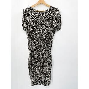 Gentle Head Black & white Spotted Silk Ruched Dress